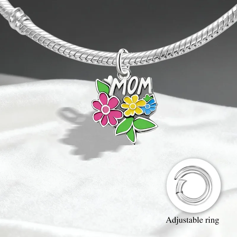 Verstellbare 925 Sterling Silber Vintage Anhänger Blumen Pflanzen Serie Charms Perlen Passend für Original Armband Halskette DIY Schmuck – Detail 4