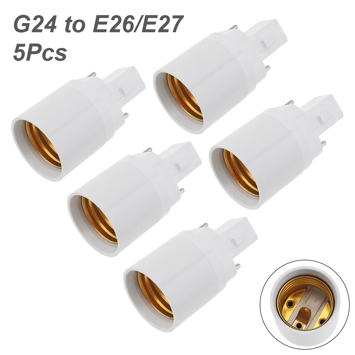 5ks 2póly conductive G24 na E26/E27 nástrčkový adaptér gx24d lampa báze topologického prostoru adaptér g24d na střední edison lehký nástrčkový konvertor