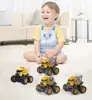 4 Pcs Pull Back Cars Construction Excavator Toy Truck Friction Powered Push/Go Toy Cars for 3+ Year Old Toddlers Kids Boys Girls 5