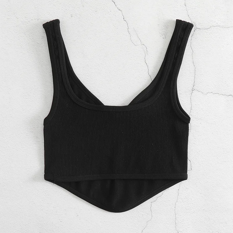Damen-Tanktops, bauchfrei, nahtlos, Rippstrick, Camisole, Riemchen, Racerback, kurze Hemden, Rippstrick – Detail 10