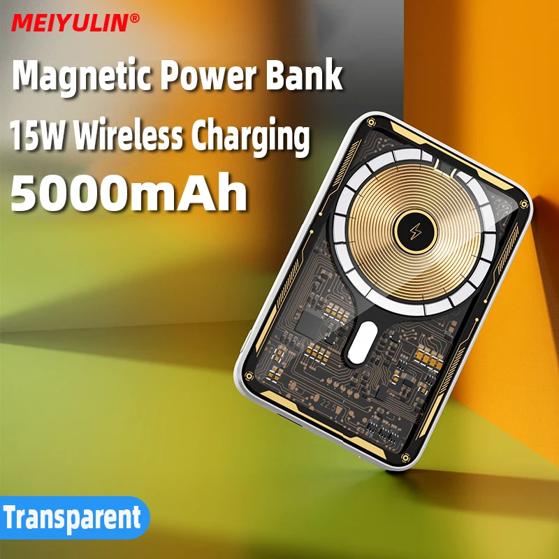 

Магнитный беспроводной внешний аккумулятор PD20W, 5000 мАч, USB C, быстрая зарядка, портативный внешний вспомогательный аккумулятор 10000 мАч для iPhone 14 Samsung