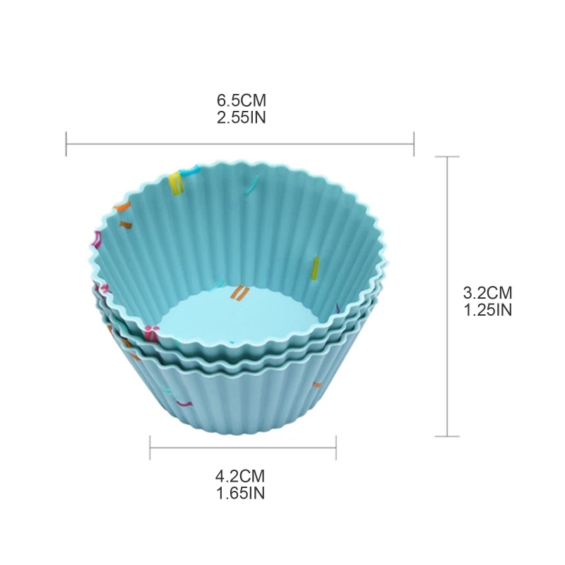 

Set of 6 Reusable Muffin Cups Non-Stick Cupcake Liner Multicolor Kutsinta Mold