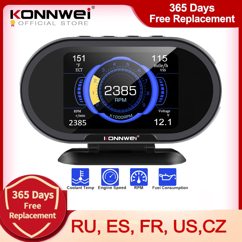Konnwei Kw206 Obd2 Computer Di Bordo Auto Auto Computer Digitale Obd 2 Scanner Consumo Di Carburante Display Indicatore Di Temperatura Dell'Acqua