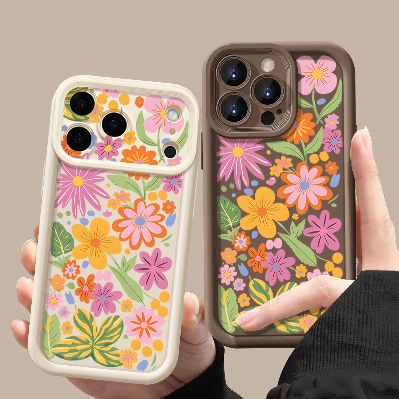 Pink Flowers Print TPU Soft Silicone Phone Cover