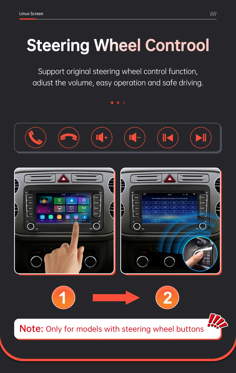 7 Zoll Linux Bildschirm Auto-Multimedia-Display Kabelloses CarPlay Android Auto Stereo-Audio für Volkswagen/Seat/Skoda/Passat/Golf/Polo – Detail 11