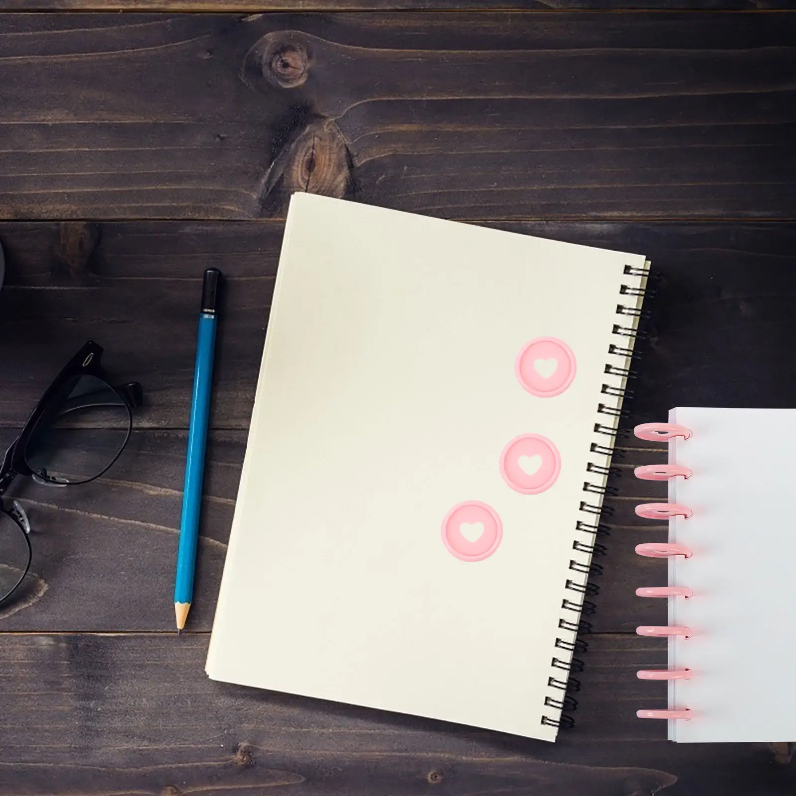 50개 하트 버섯 모양 홀 디스크, 플라스틱 바인더 디스크, 루즈리프 노트 플래너 캘린더, 학교 사무용