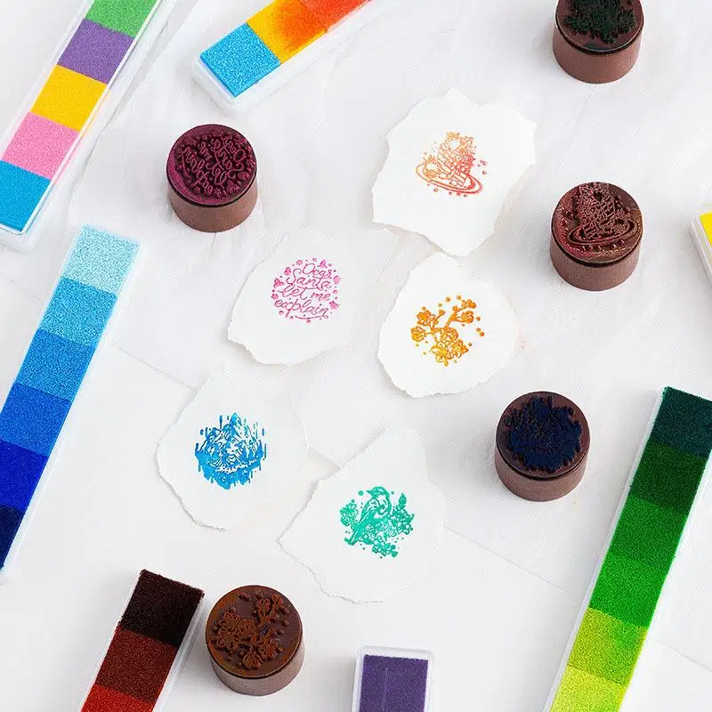 Description Picture 6 of itemGradient Colors Inkpad Set Fashion Ink Pad Pak Oil Based For DIY Craft Rubber Stamps Fabric Wood Paper Wedding Gift Finger Print