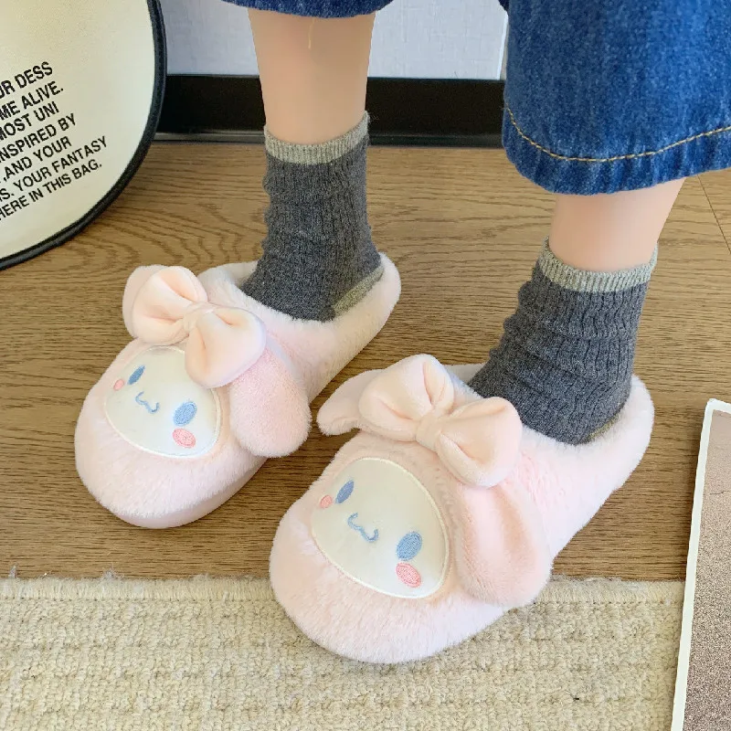 

Kawaii Sanrio Cinnamoroll Plush Children Cotton Slippers Winter Warm Anti-skid Indoor Home Cartoon Anime Shoes Birthday Gift