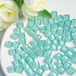 Blue Shine Assorted Glass Mosaic Tiles - 50 Piece Set for Crafts and Home Decoration (Sky Blue Glitter)