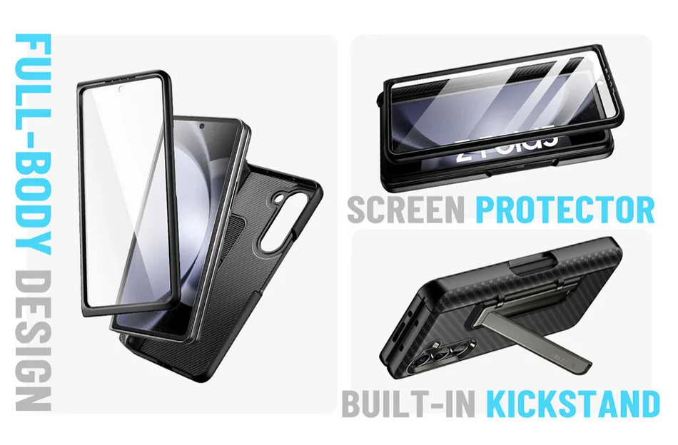 For Samsung Galaxy Z Fold 5 Case 2023 I-BLASON Journey Full-Body Protective Bumper Case with 3Pcs Silicone Pen Covers Kickstand