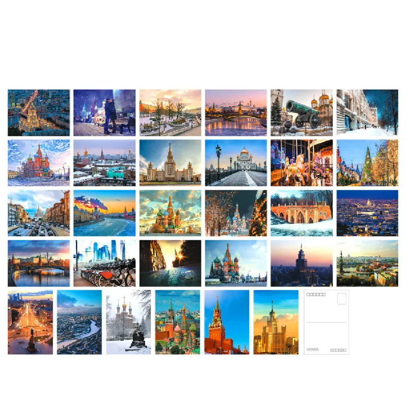 

30Sheets/Lot Moscow Landscape Postcard Greeting Card HD Photography Postcards That Can Be Mailed Decoration Card Gift Wish Card