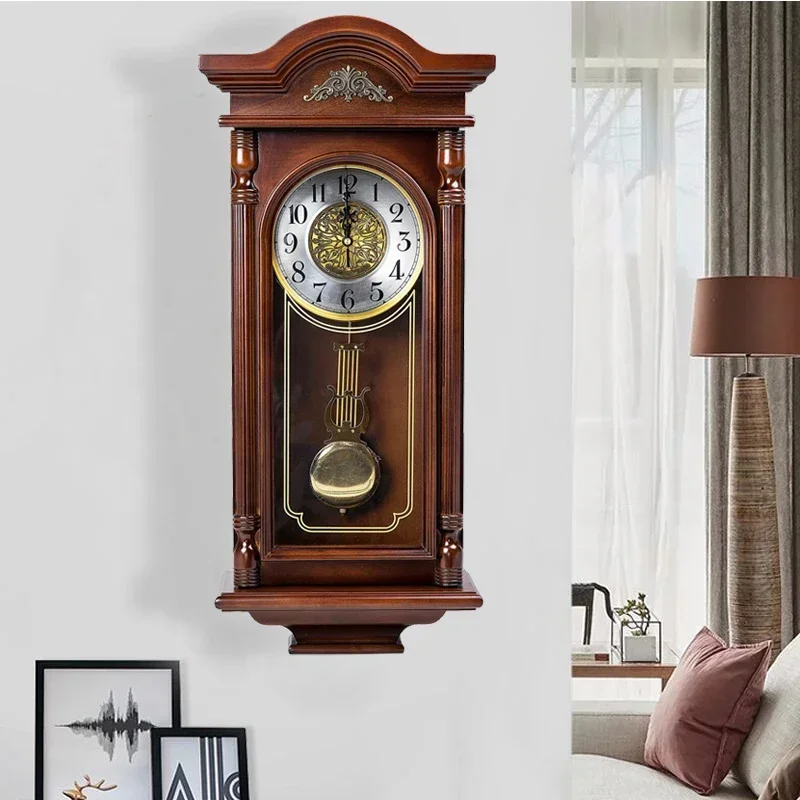 

Big Vintage Wall Clock Silent Large Luxury Digital Antique European Wall Clock Wooden Classic Living Room Klok Home Decor AD50WC