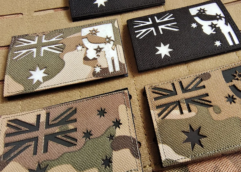 Australien Flagge Reflektierende Patches Bestickt Militärische Taktische Patch Abzeichen Applique Haken Patch Für Kleidung Rucksack Zubehör – Detail 5