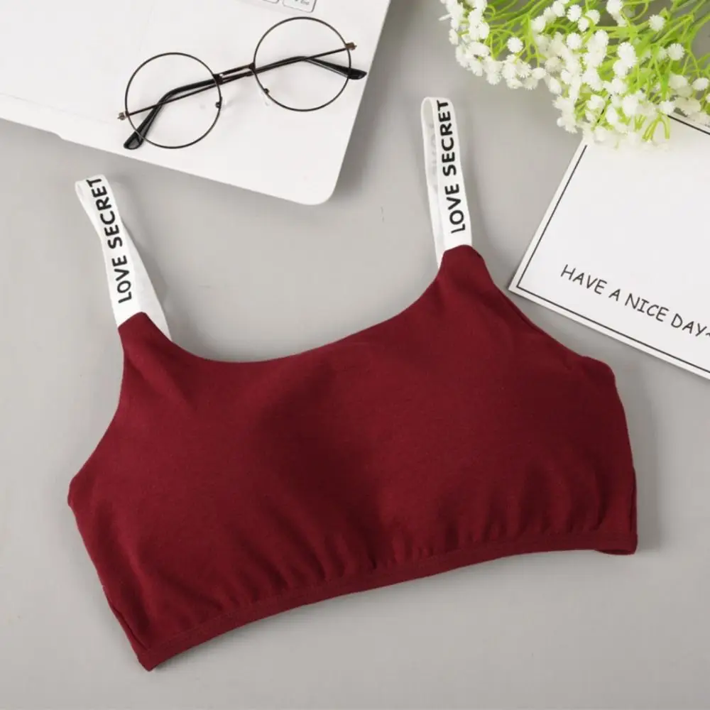 New Casual Training Bras Cotton Breathable Sling Seamless Bra Letter Printing Fitness Girl Sports Bra for Teeange Toddler Girls
