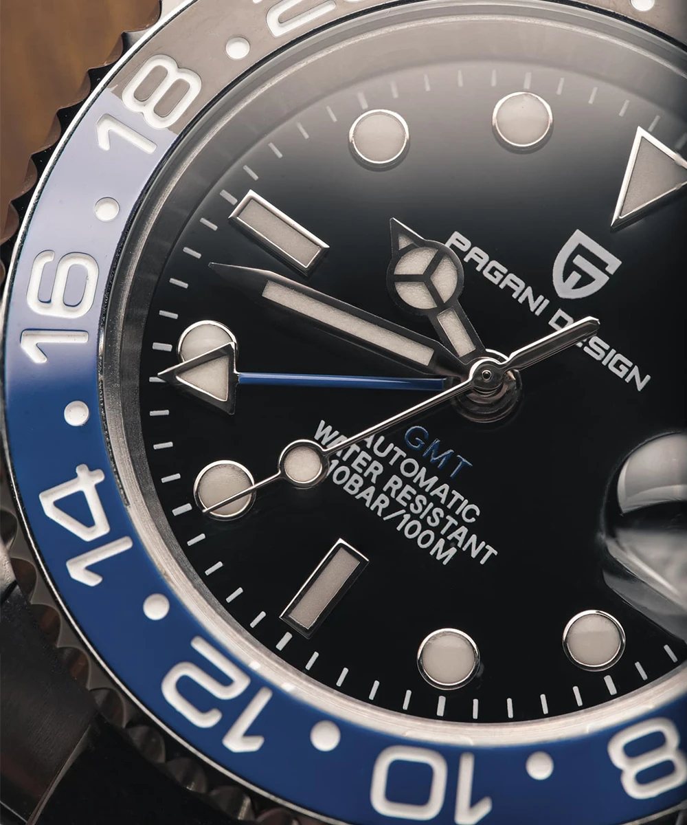 PAGANI DESIGN New Luxury Men Mechanical Wristwatch Stainless Steel GMT Watch Top Brand Sapphire Glass Men Watches reloj hombre