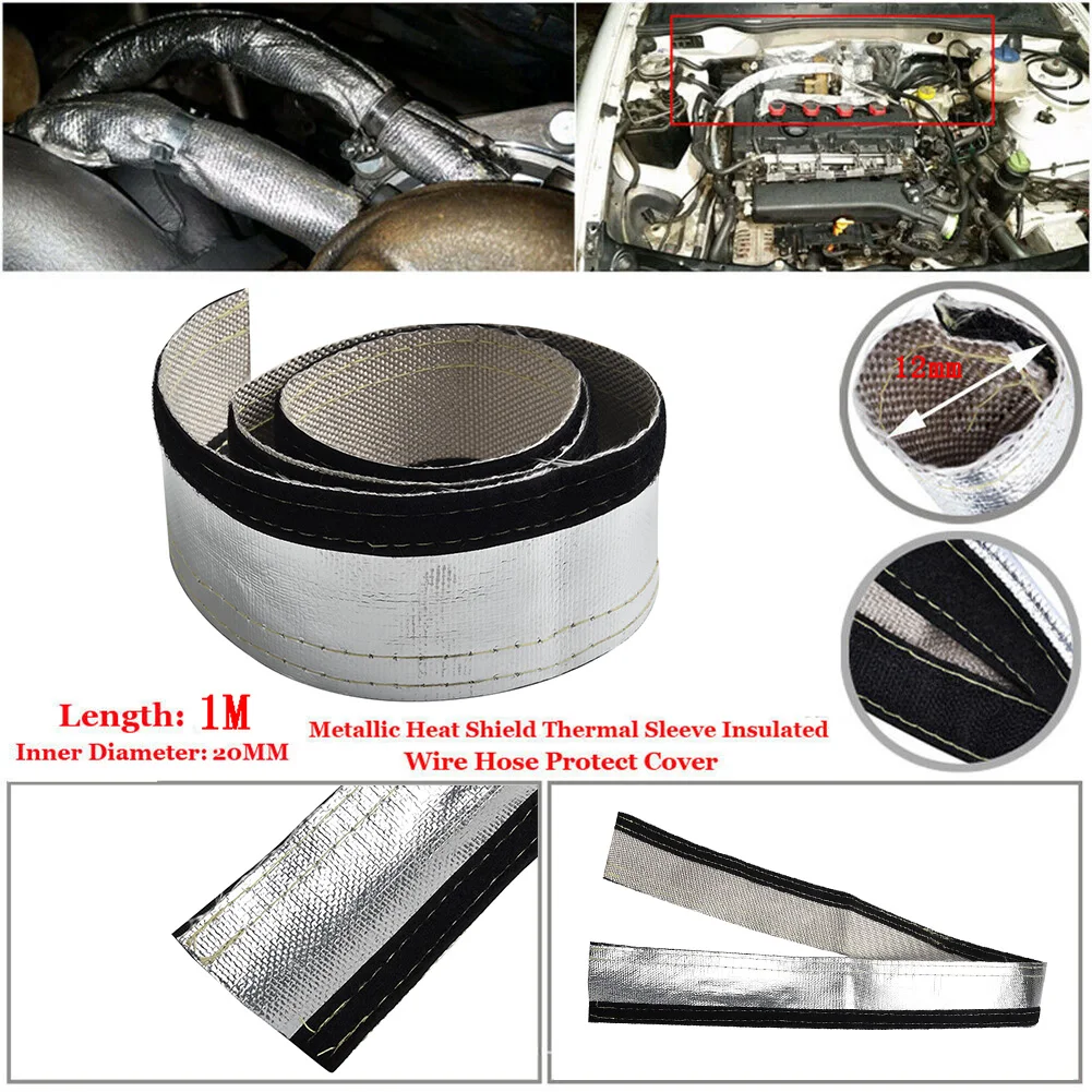 Heat Insulation Sleeve 1M Metal Heat Shield Insulated Wire Hose Cover Wrap Tube Thermal 12mm Car Accessories