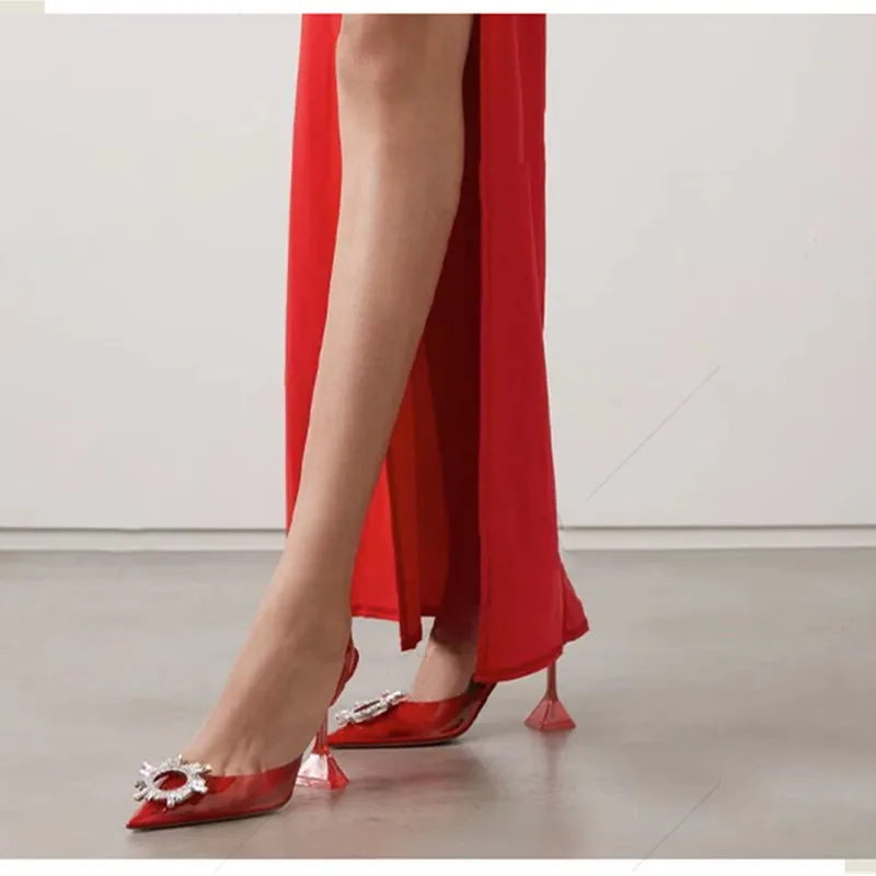 Star style Soft PVC Women Sandals Fashion Crystal Heeled Slingbacks Summer Shoes High heels Wedding Bride Shoes