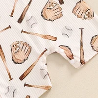 2024-04-18 Lioraitiin 0-18M Summer Baby Boys Girls Clothes Baseball Print Jumpsuit Round Neck Short Sleeve Romper 5