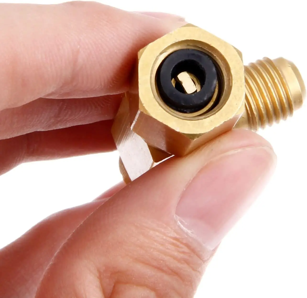 2Pcs Quick Coupler Access Tee 1/4\'\' Valves Core Tee Adapter with Swivel Connector Fits for Gauge Deep Vacuum Pump Manifold