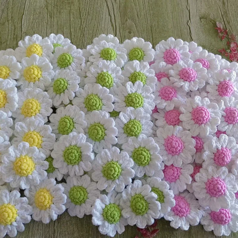 Daisy Flower Head 4.5CM/1.77" DIY Handmade Yarn Crochet Make Bouquets Pendants Sewing Accessories