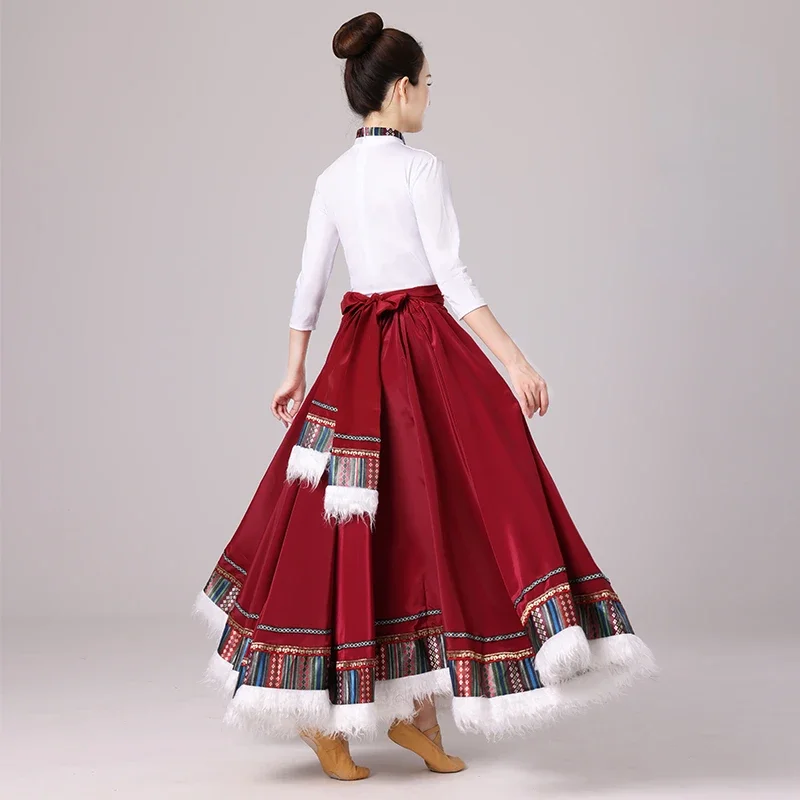 Mongolian Dance Costume Chinese Ancient National Dance Dress Stage Dancewear Female Tibetan Outfit Minority Costume