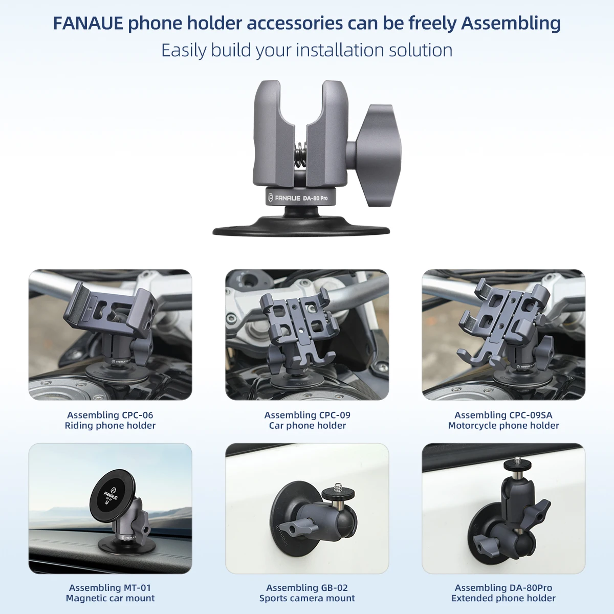 FANAUE 접착식 흡입 컵 베이스는 독립적으로 회전할 수 있으며 25mm 볼 헤드 액세서리와 호환됩니다. 휴대폰 홀더