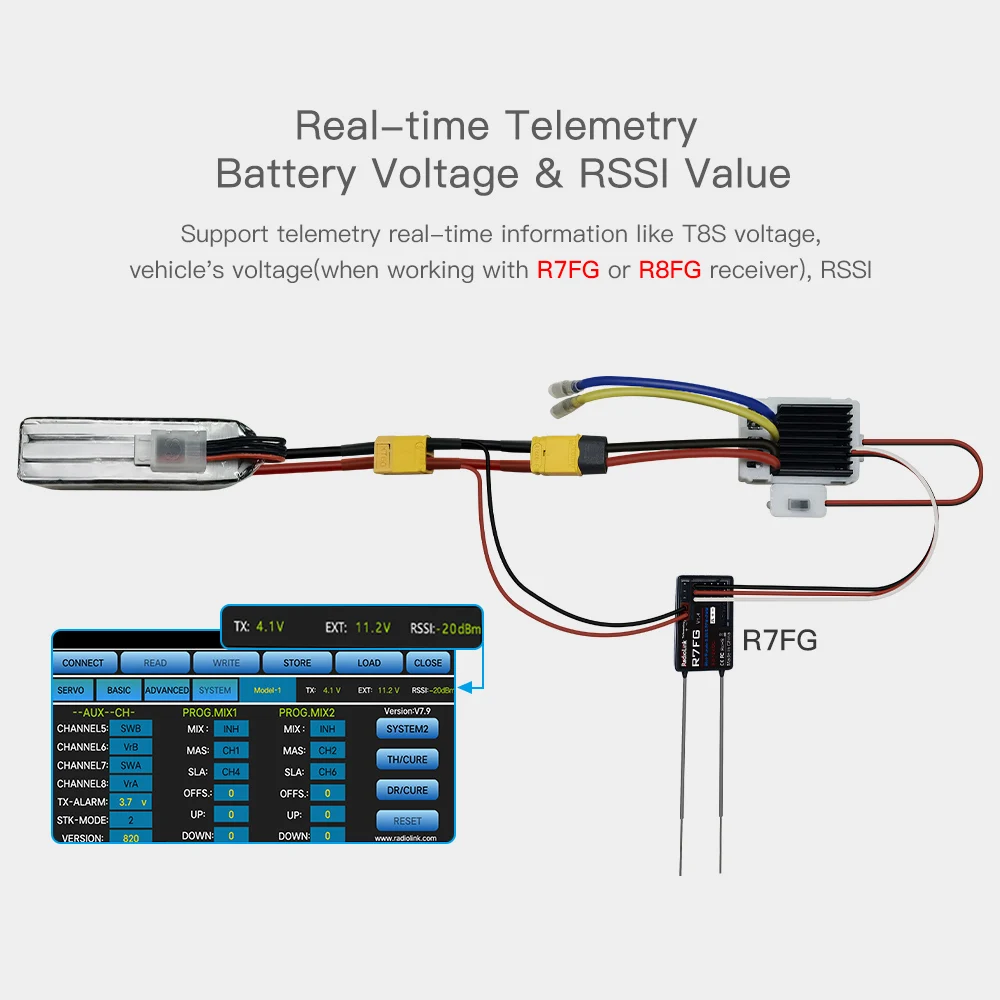 Radiolink T8S 2,4G 8 Kanal Radio Fernsender mit Empfänger R8EF Spiel Form Controller 2000 m für FPV Drone RC Flugzeuge – Detail 8