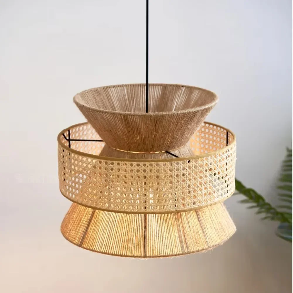 40/50/60CM Hand-woven Classic Design Pendant Lamps Retro Top Selling Rattan Hanging Rattan Home Lighting Decor Accessory