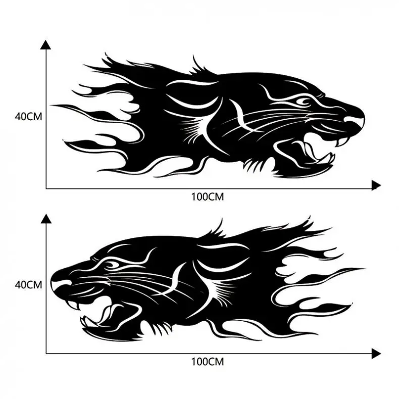 

2pcs/pair 99 x 44CM PVC Car Stickers and Decals Lion Totem Pattern Creative Refit Car Racing Side Body Sticker