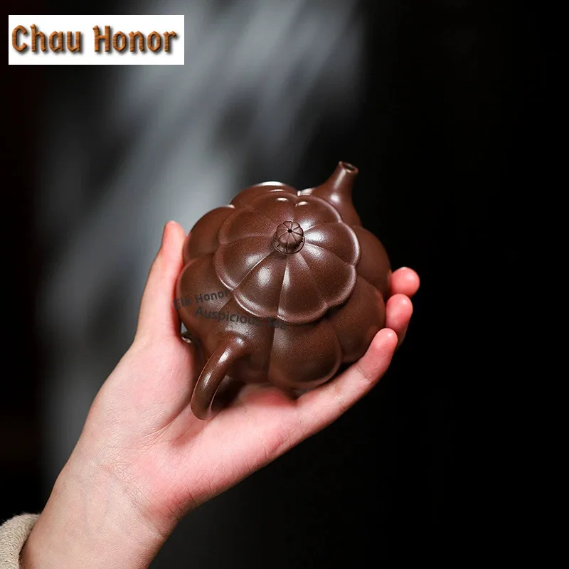 160ml Creative Yixing Purple Clay Teapots Handmade Rib Wendan Pot Raw Ore Mud Kettle With Infuser Chinese Zisha Tea Set Gift
