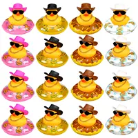 12/24/36 Set Cowboy Rubber Duck Mini Rubber Duckies with Mini Cowboy Hat Swim Circle Sunglasses for Bathtub Toys Car Dashboard 1