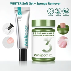 Premium Nailpop Gel Glue for Long - Lasting Manicures - 20g Soak - Off Adhesive for Soft Tips & Fake Nails (Winter and Remover)
