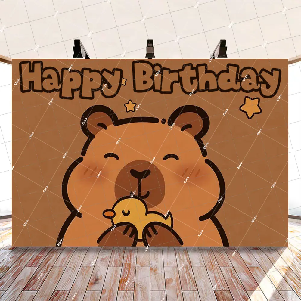 1Pcs Cartoon Capybara Tier Baby Dusche Kinder Geburtstag Party Benutzerdefinierte Banner Hintergrund Fotografie Room Decor Foto Studio Requisiten – Detail 4
