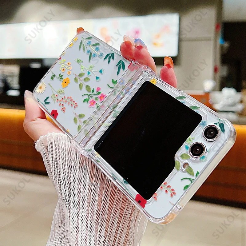 Flower Pattern Shockproof Clear Cover for Samsung Galaxy Z Flip Series
