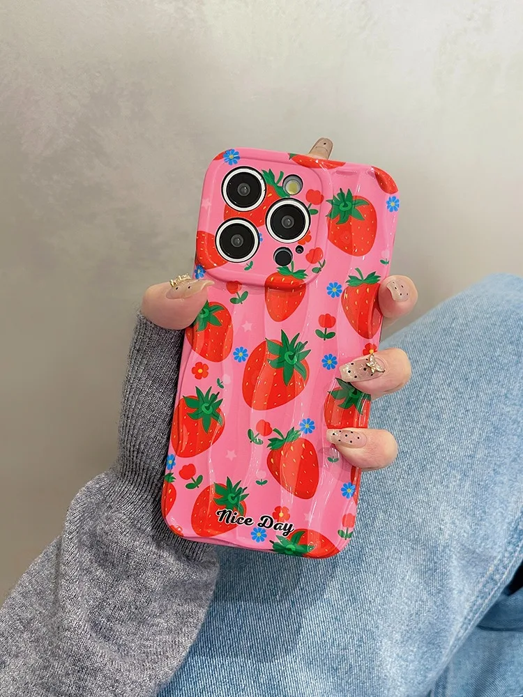 Rose Strawberry Glossy Case For iPhone