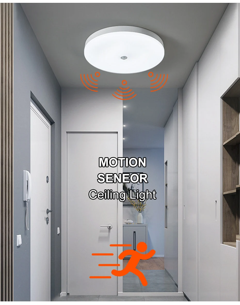 Motion Sensor LED Ceiling Lights Ultra-thin White Lamps for Corridor Staircase Bedroom Hallways Smart Human Body Induction Lamp dining room ceiling lights