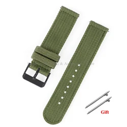 Versatile Nylon Canvas Sport Watch Band - Soft, Quick - Release Bracelet - 22mm (Green - black)