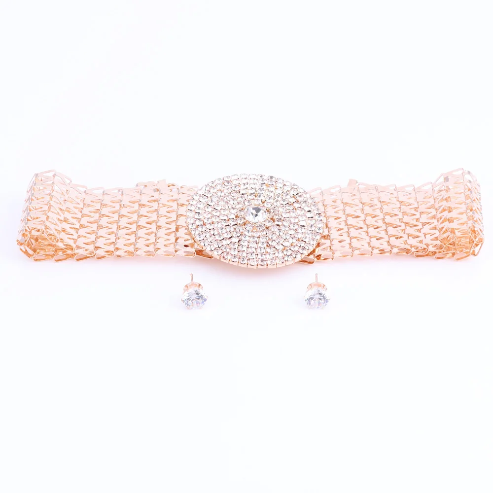 Crystal Bridal Jewelry Sets Gold Color Rhinestone Necklace Wedding Engagement Jewelry Sets for Women