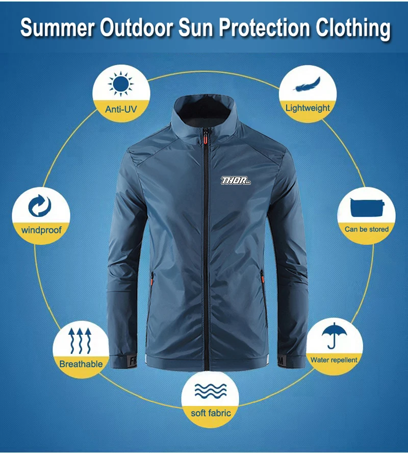 THORSOL Men Cycling Jacket Bike Windbreaker Chaqueta Mtb Thin Bicycle Coat Hiking Climbing Clothes Sun Protection MTB Clothing