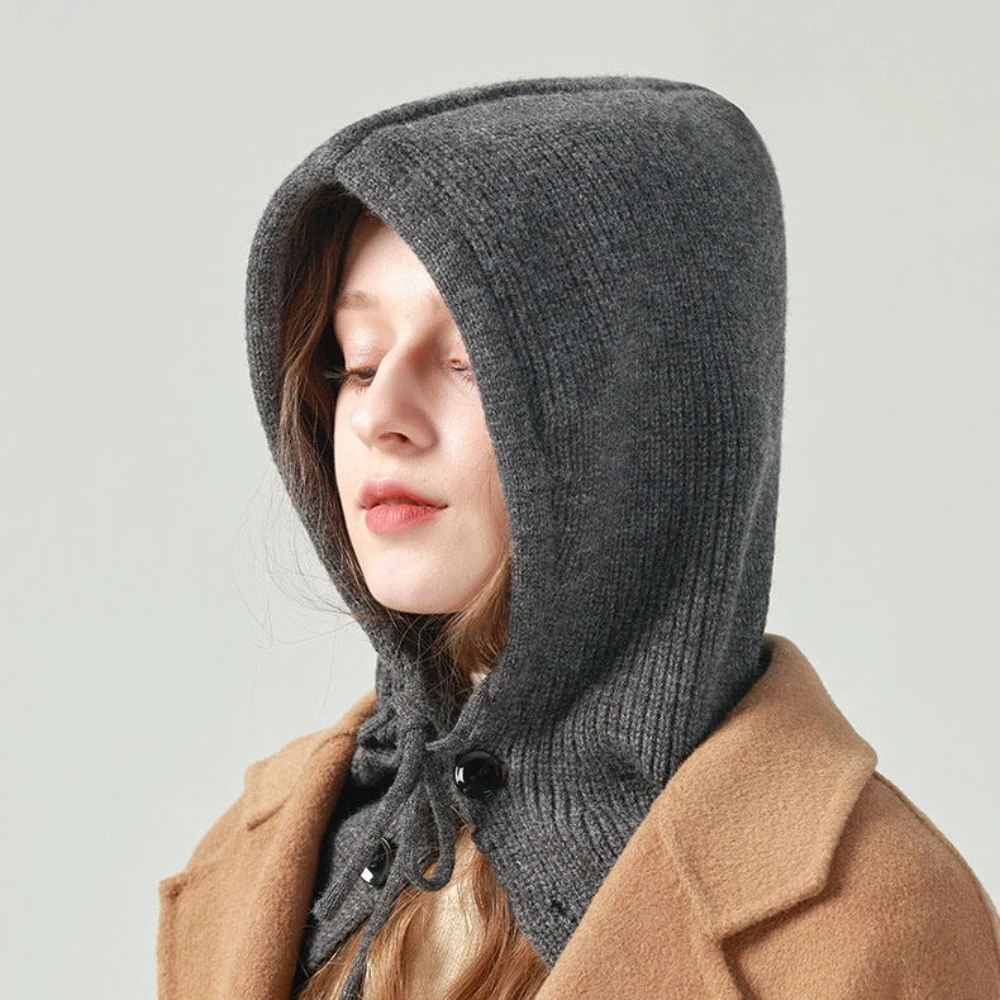 Autumn and Winter Balaclava Hat - Elastic Hooded with Snap Closure, Thickened Warm for Men/Women, Lightweight Skiing Face Mask