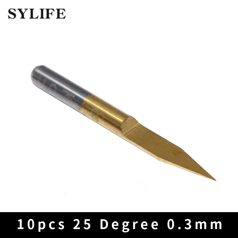

10pcs 0.3mm 1/8" Shank Titanium Coated Carbide 25 Degree PCB Engraving CNC Bits