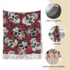 Vintage Floral Skull Scarf for Women Fall Winter Cashmere Shawls and Wrap Roses Long Large Shawl Scarf Daily Wear 4