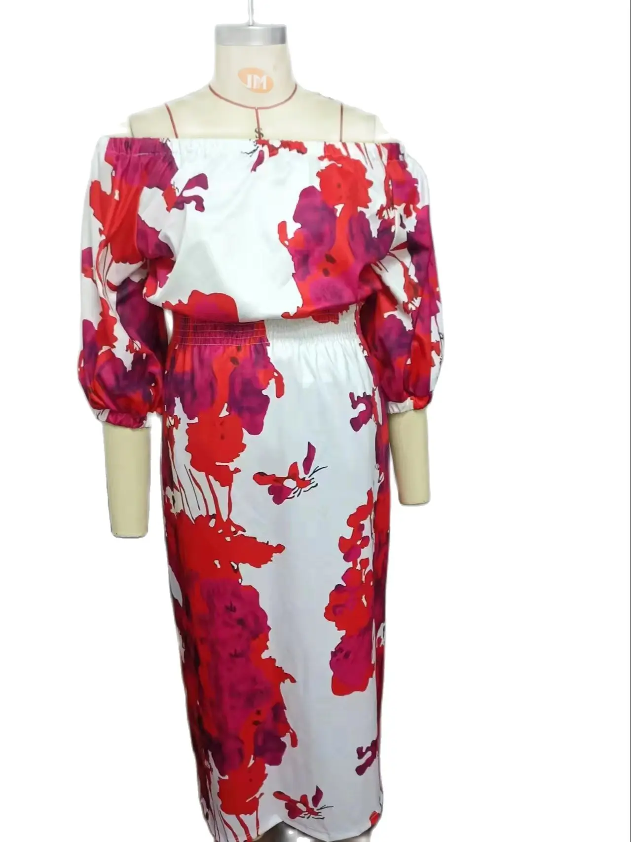 Plus Size Floral Elegant Dress Women Off Shoulder Pretty Cloth Lady Casual Long Robe 2023 Summer Sale Trendy Party New In Dress