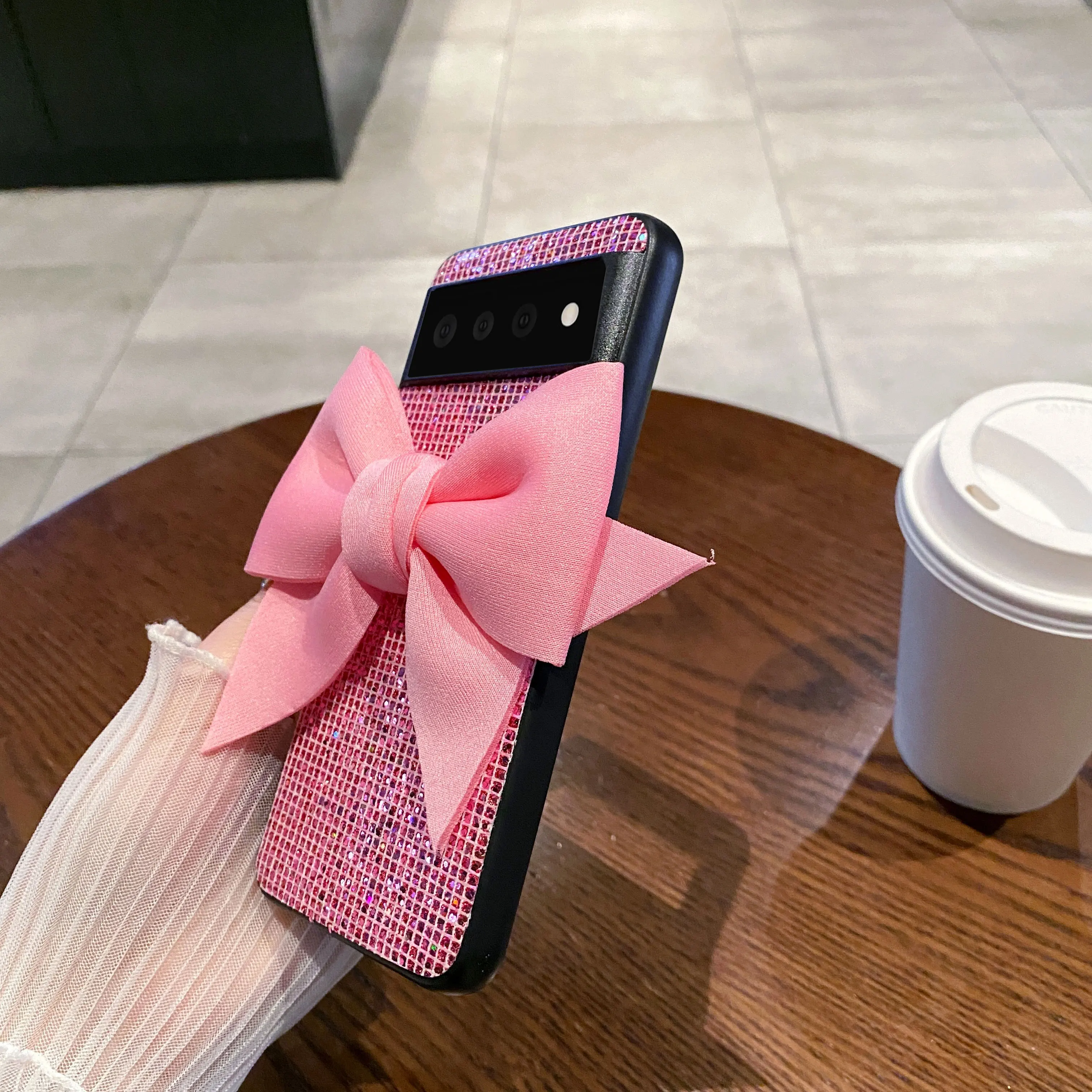 Chic 3D Pink Butterfly Glitter Lattice Phone Case
