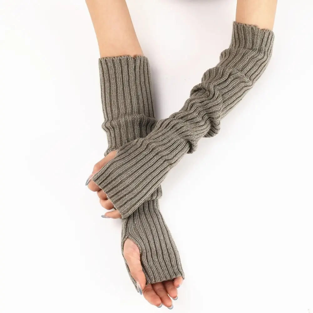 Fashion Fingerless Long Wrist Gloves Arm Warmers 52cm Knitted Gloves Goth Punk False Sleeves Elbow Mittens Outdoor