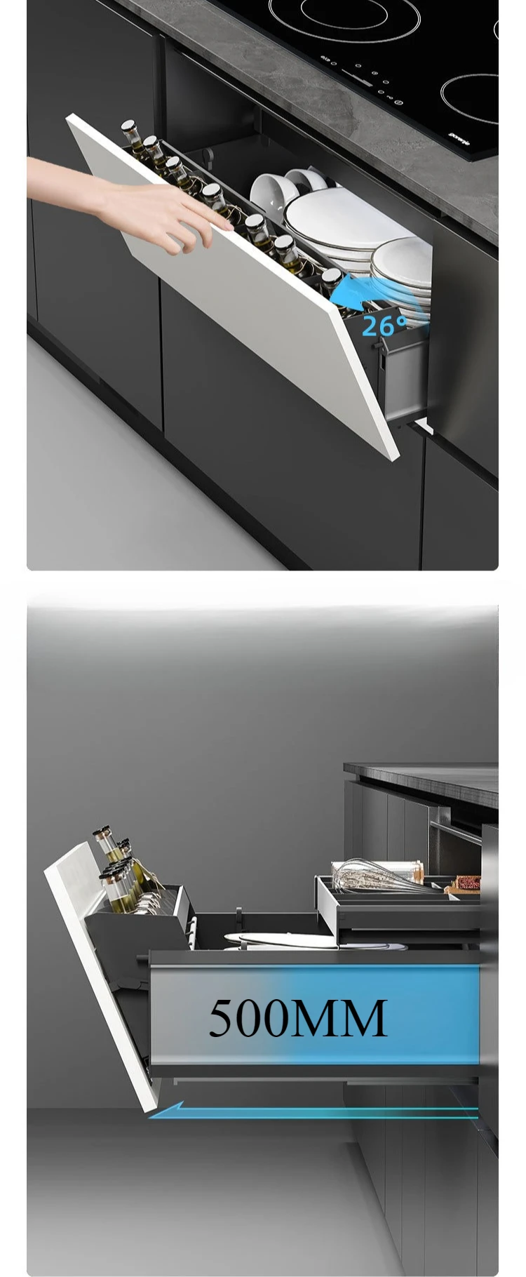 Metal Kitchen Cabinet Storage Narrow Organizer Drawer Small Spaces Extendable Cabinets  with Sliding Track Furniture