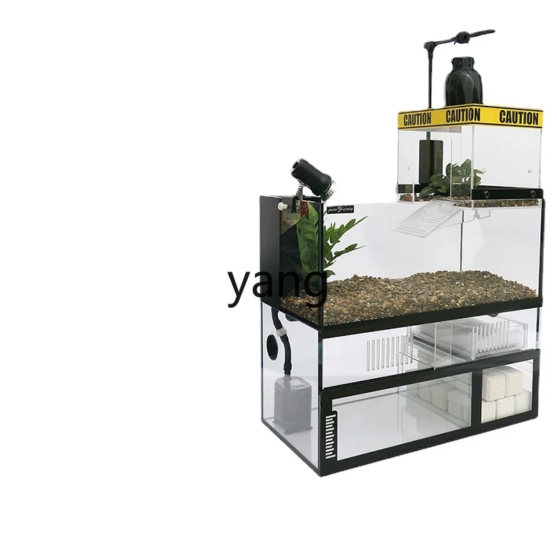 

LMM Super White Glass Cylinder Tortoise Feeding Villa Ecological Feeding Box