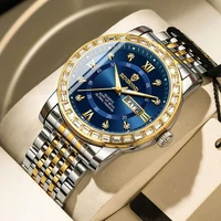 BINBOND Fashionable Men watch trendy business diamond inlaid dual calendar, waterproof luminous quartz watch watches for man