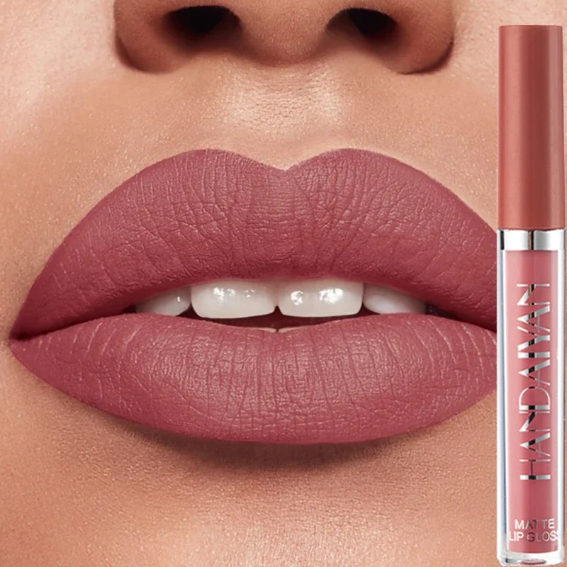 

Matte Nude Lip Gloss 12 Colors Waterproof Non-stick Cup Lip Glaze Not Easy To Fade Velvet Liquid Lipstick Lips Makeup Cosmetics