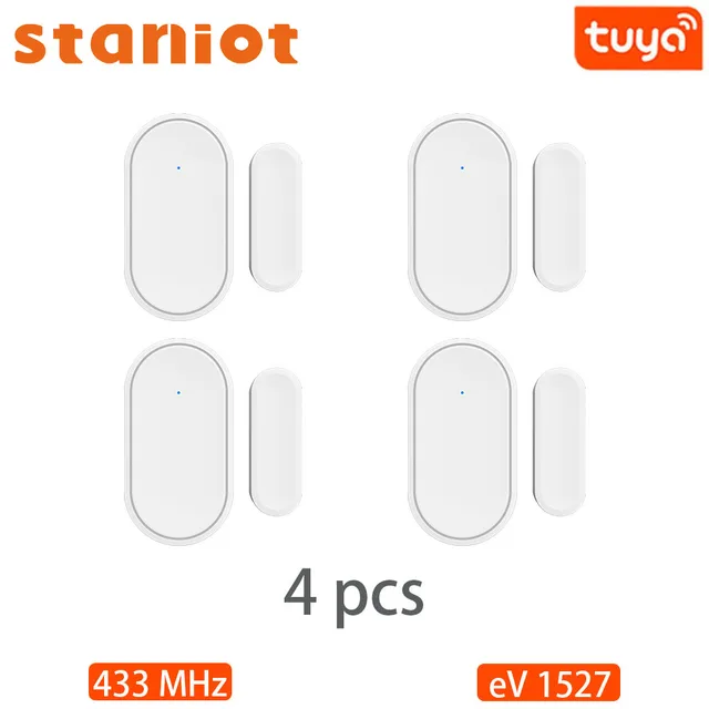 Staniot DS030 Tuya 433mhz Alarm Accessories Smart Remote Control Wireless Door and Window Alarm Sensor Door Open/Closed Detecors 13-DS030-4pcs
